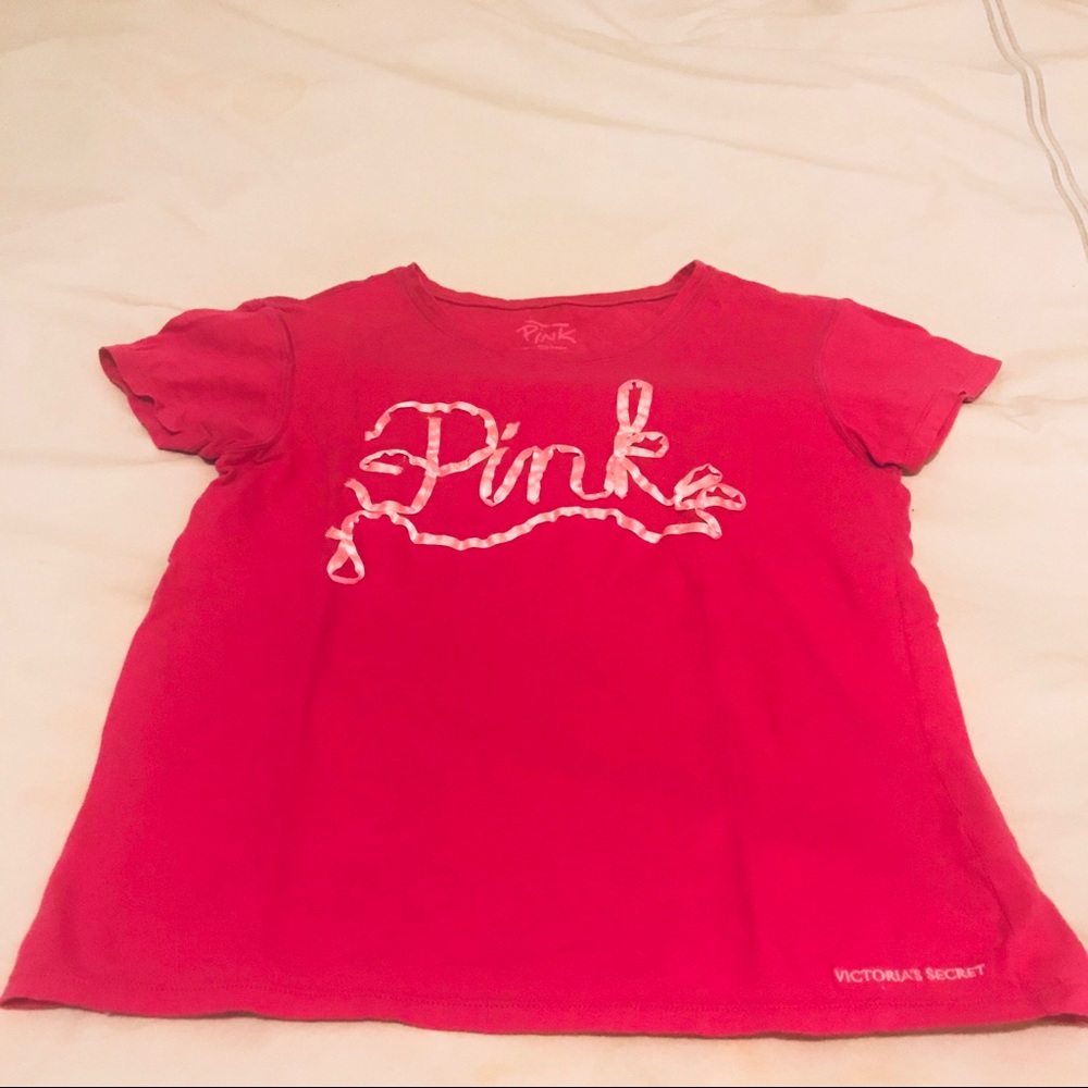VS PINK Cotton T-Shirt w/ Silky Script Detailing